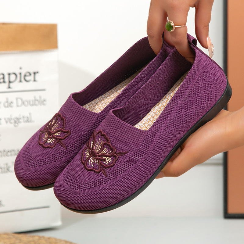 Embellish Knit - Women Knit Slip On Loafers Floral