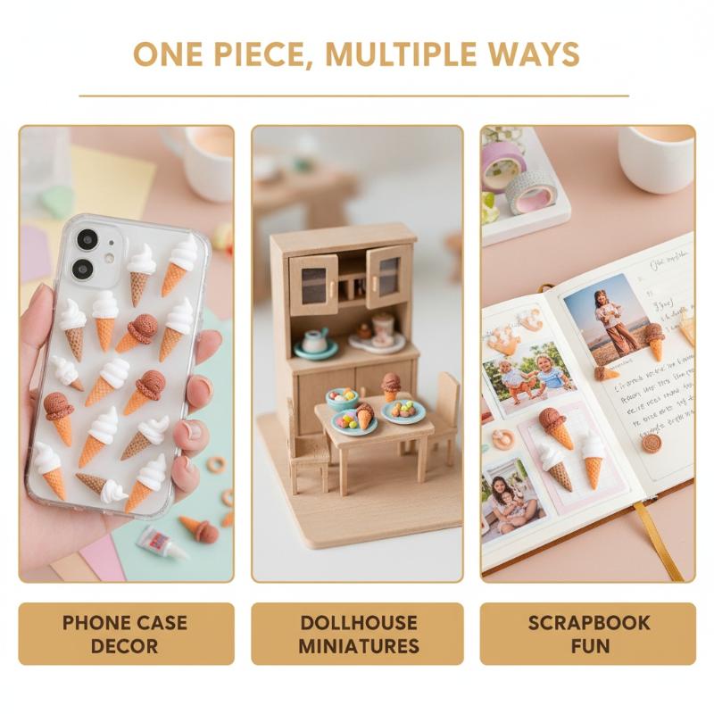 Embellishments For Scrapbooking - Kawaii Mini Resin Ice Cream Embellishments