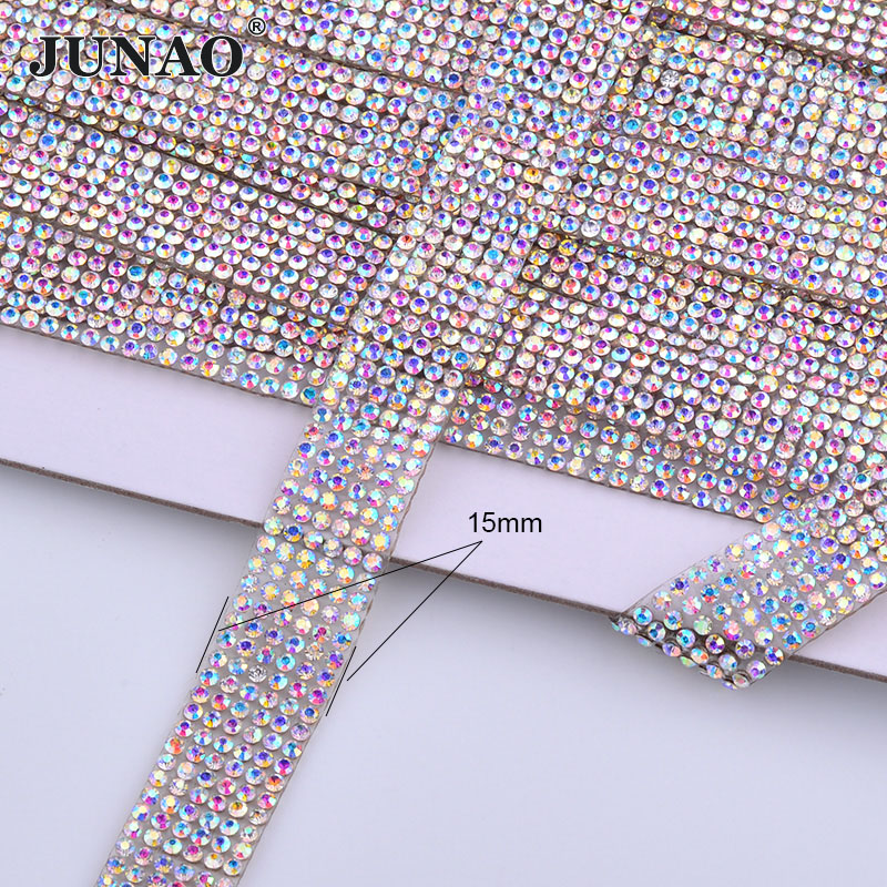 JUNAO 5Yard Crystal AB Rhinest - Crystal Mesh Fabric recension och pris