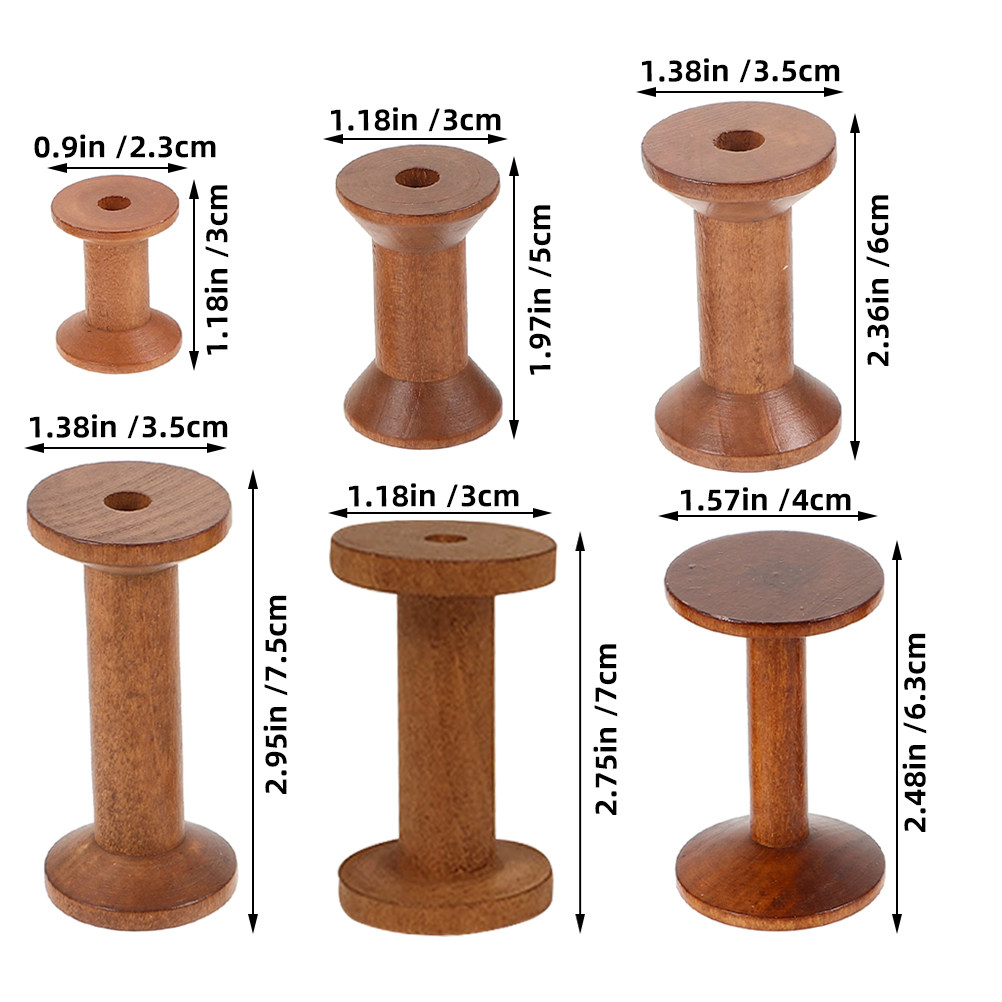 6Pcs Vintage Wood Spools Empty - Embroidery Craft recension och pris